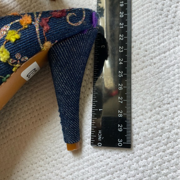 Vintage, Martinez Valero, Denim Floral Glitter Mule - Picture 5 of 6